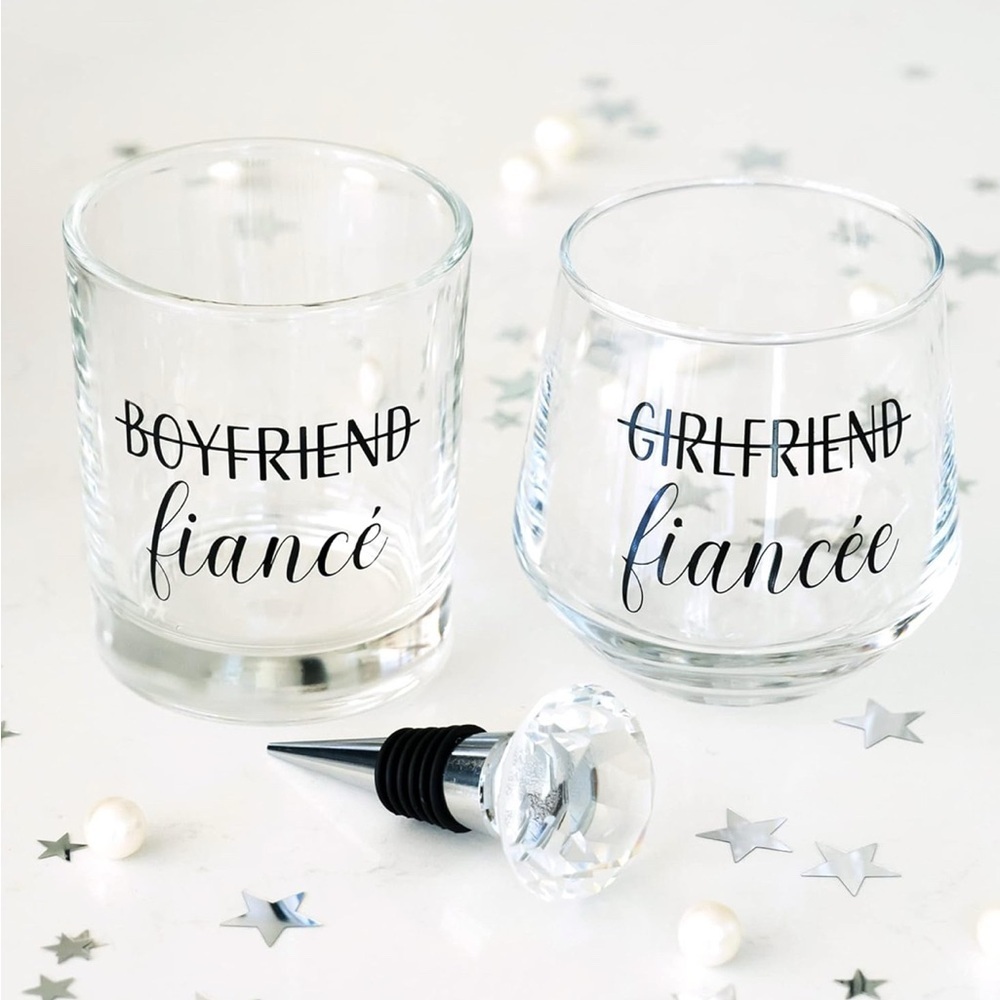 Engagement Wine/Whiskey Glass Set